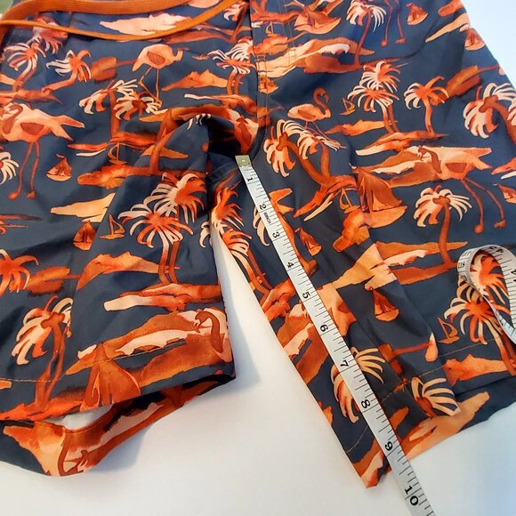 Mens Goodfellow  Swim Trunks M 9"Inseam Orange & Navy Tropical Flamingo Print  M - Picture 6 of 9